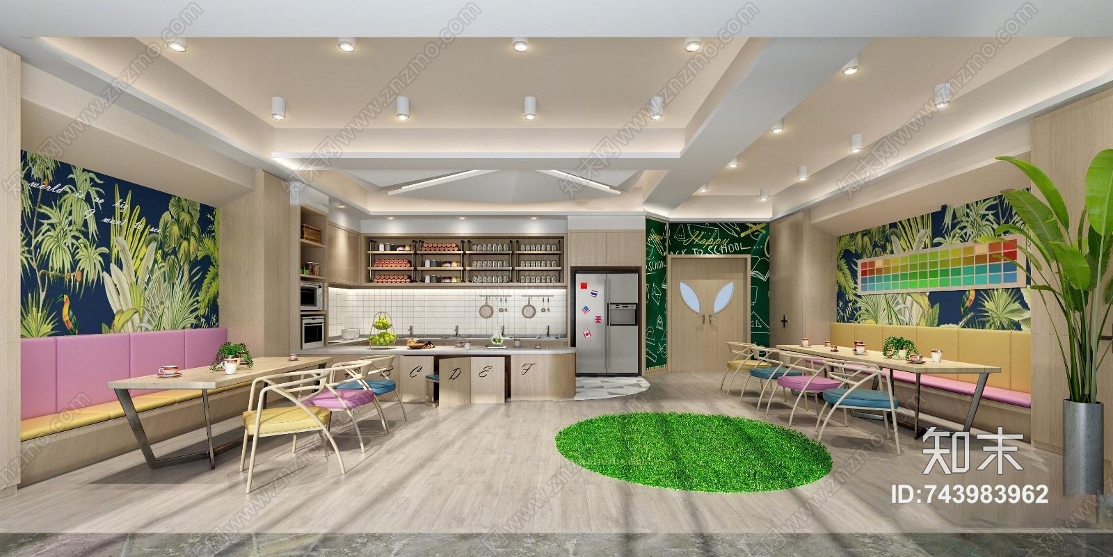 现代儿童主题餐厅3D模型下载【ID:743983962】