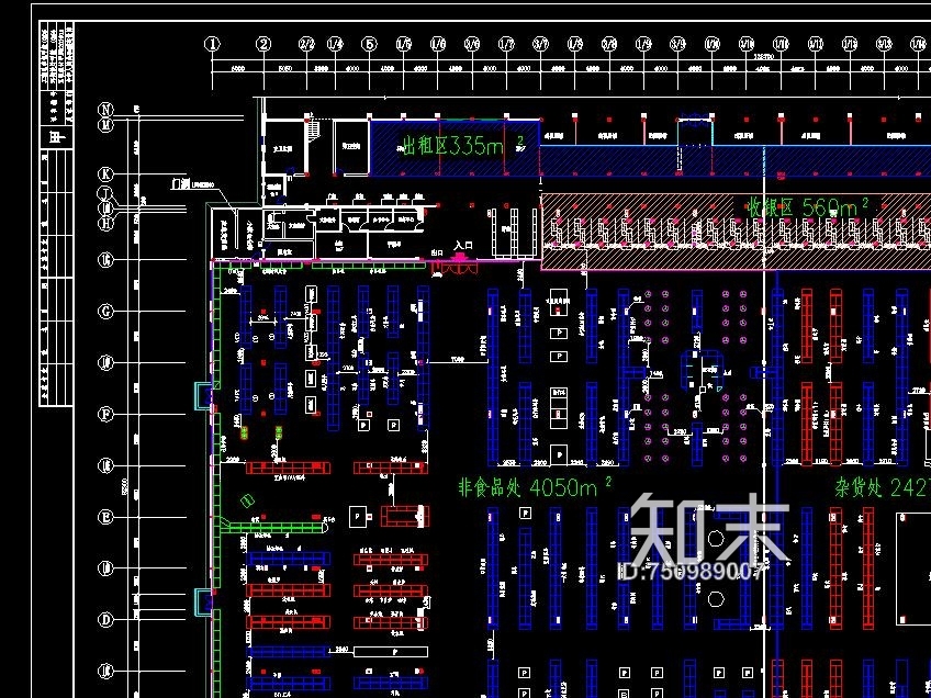 现代大型超市cad施工图下载【ID:750989007】