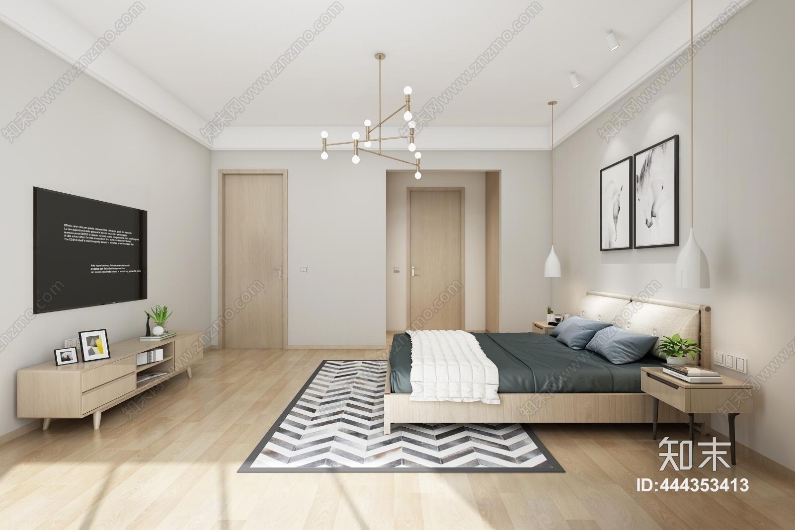 现代港式简单卧室3D模型下载【ID:444353413】