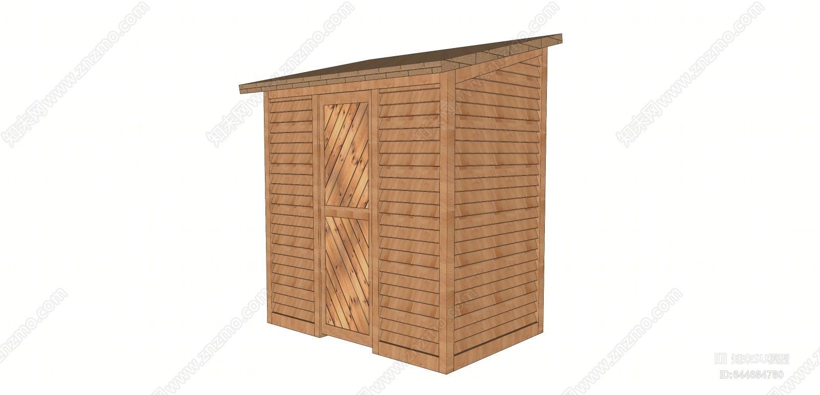 现代防腐木设备房SU模型下载【ID:644684780】