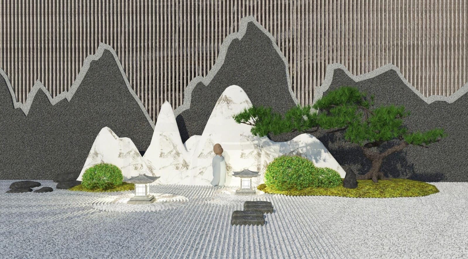 新中式松树SU模型下载【ID:743991489】