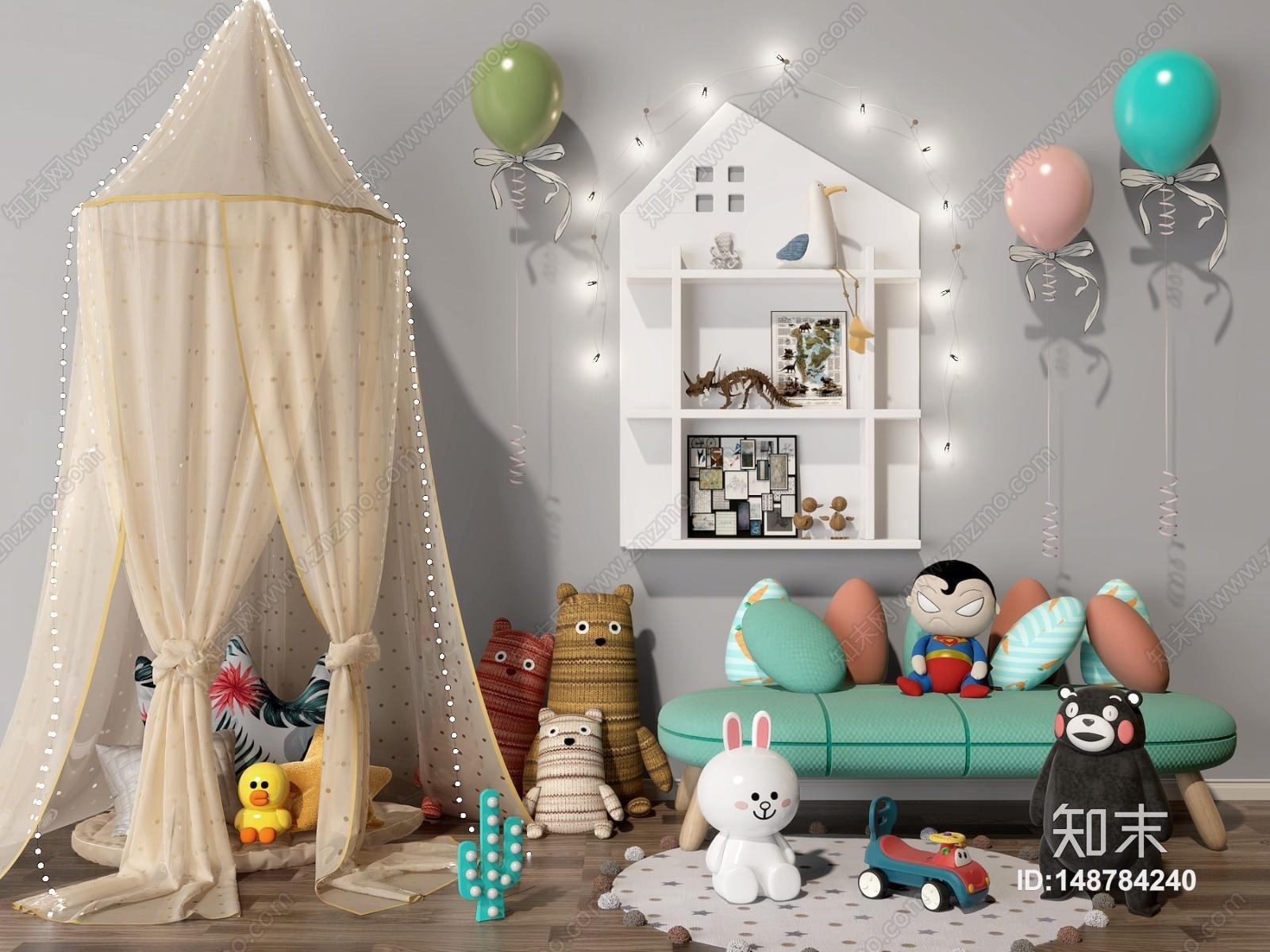 现代儿童房3D模型下载【ID:148784240】