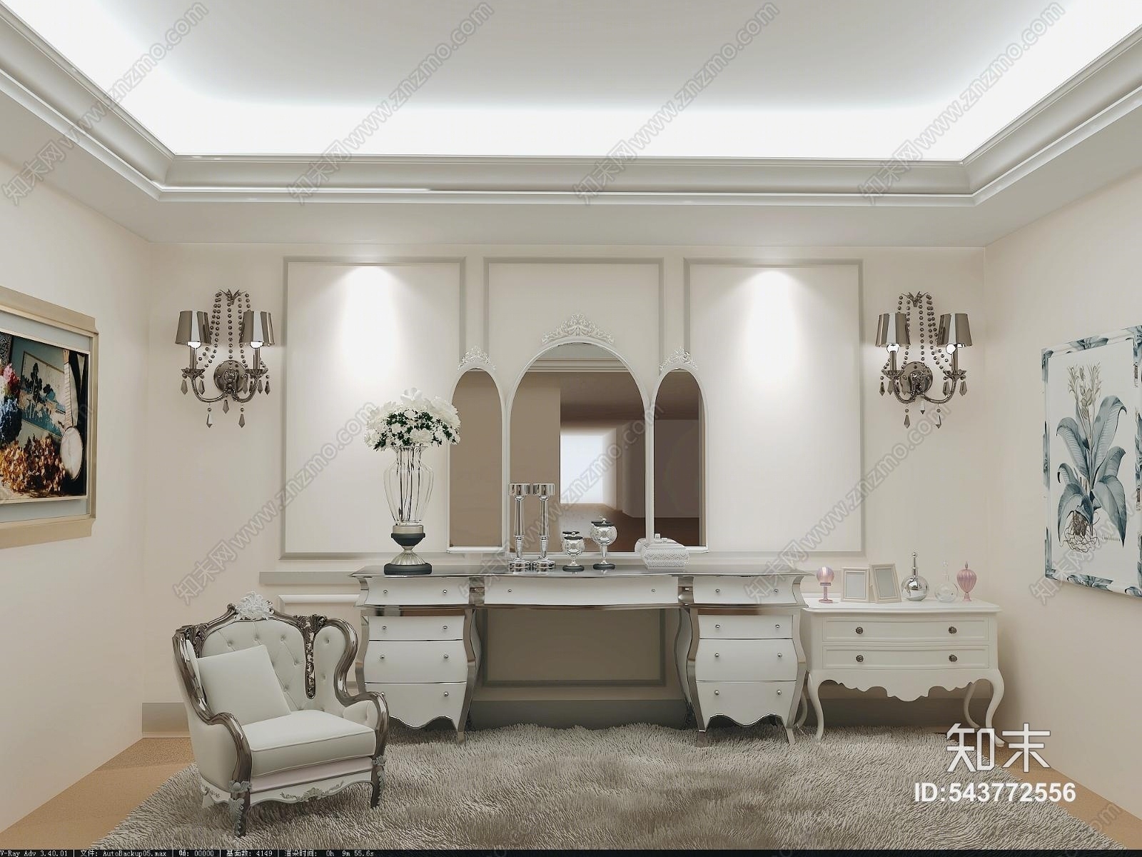 简欧婚纱化妆间3D模型下载【ID:543772556】