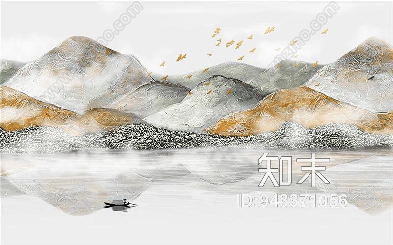 新中式背景墙挂画贴图贴图下载【ID:943371056】