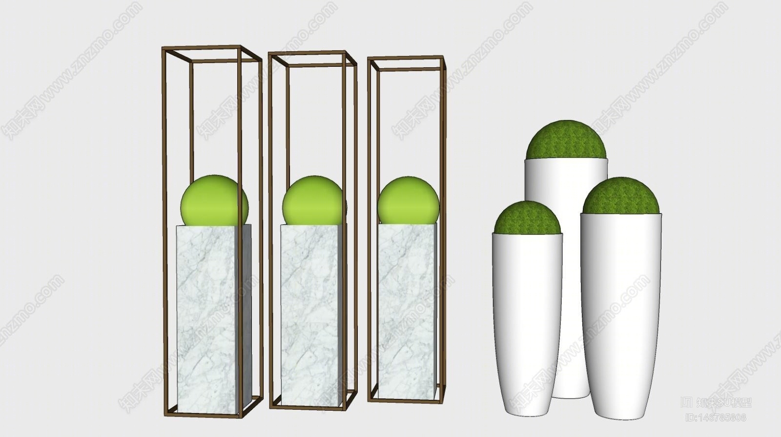 现代北欧不锈钢花缸花器SU模型下载【ID:146785808】