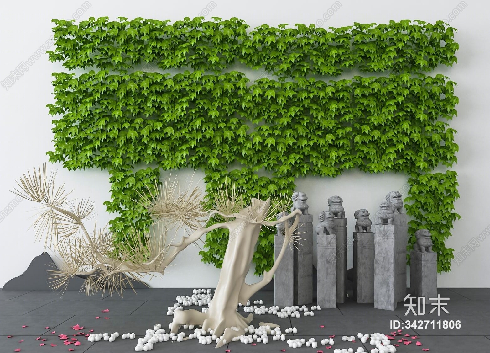 新中式景观小品3D模型下载【ID:342711806】