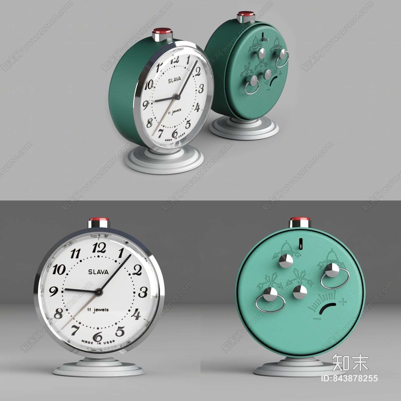现代小清新闹钟摆件3D模型下载【ID:843878255】