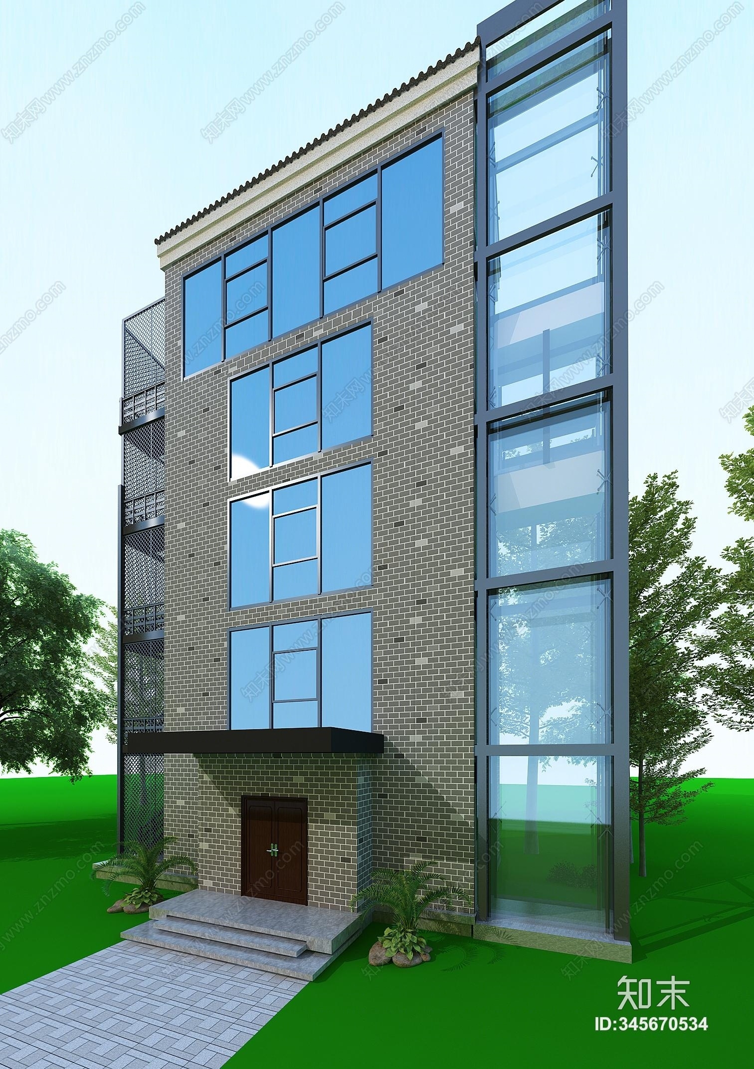 现代室外电梯3D模型下载【ID:345670534】