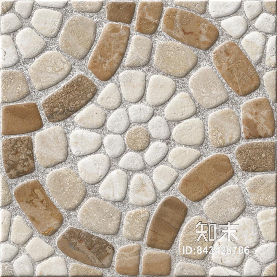 鹅卵石拼花935X935mmB贴图下载【ID:843428706】