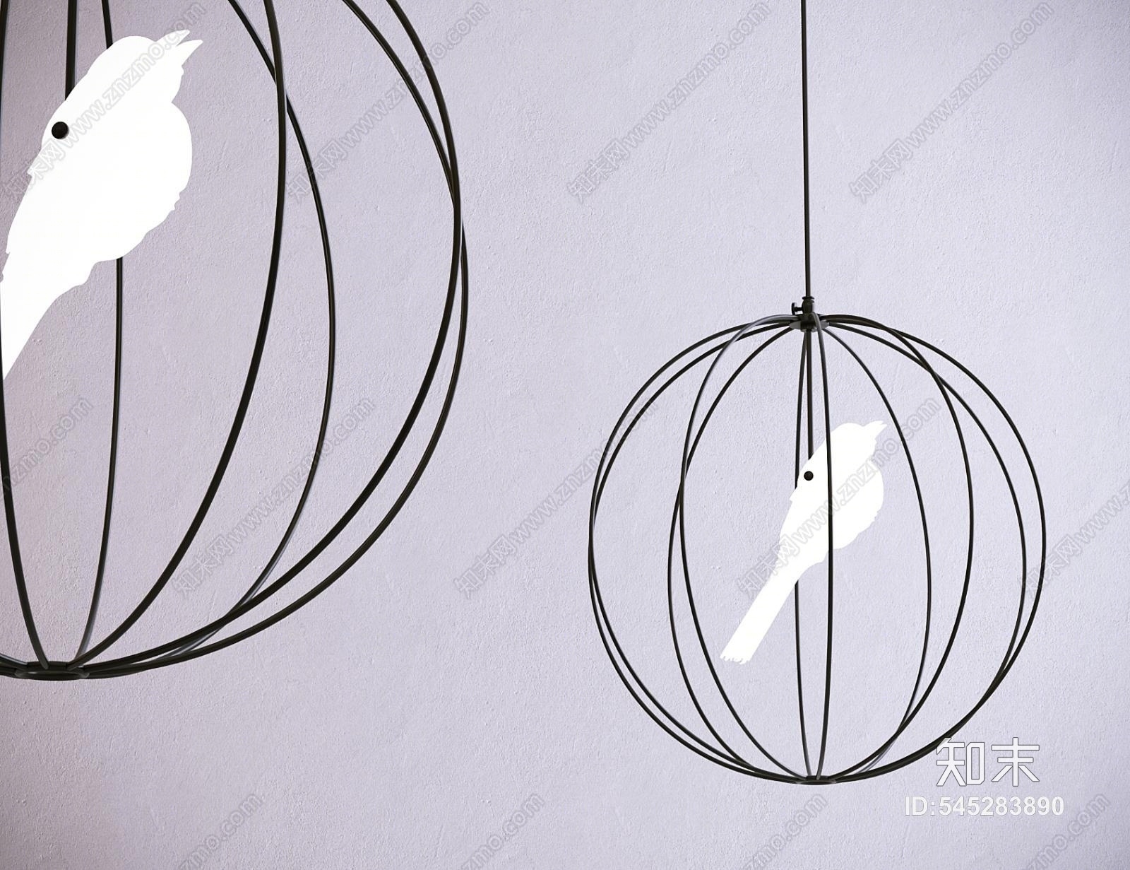 现代鸟笼吊灯3D模型下载【ID:545283890】