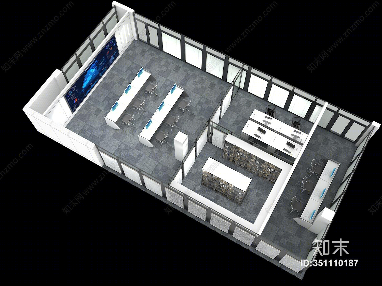 现代科技调度大厅3D模型下载【ID:351110187】