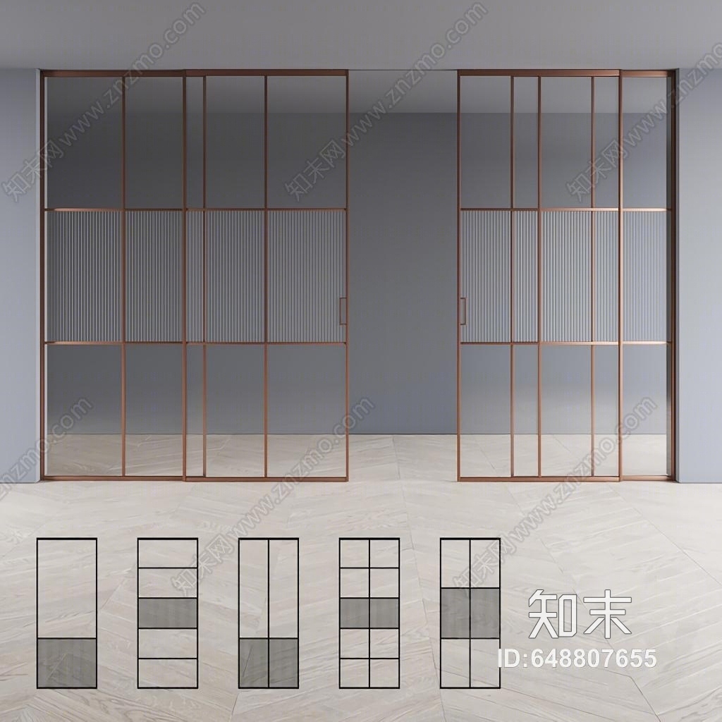 现代办公室玻璃门3D模型下载【ID:648807655】