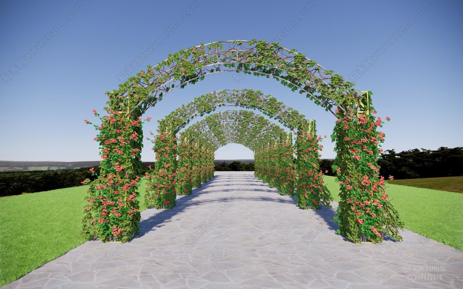 现代植物廊架SU模型下载【ID:247112276】