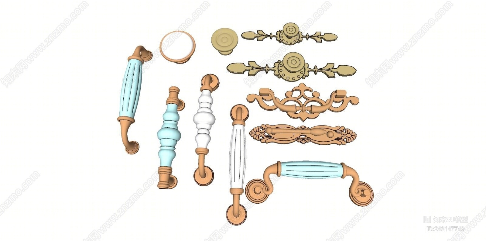 现代柜门五金拉手SU模型下载【ID:246147749】