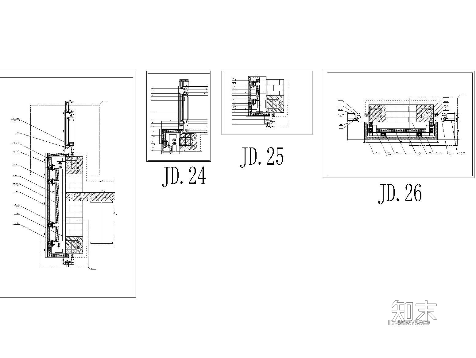 99张单元幕墙节点详图cad施工图下载【ID:450378800】