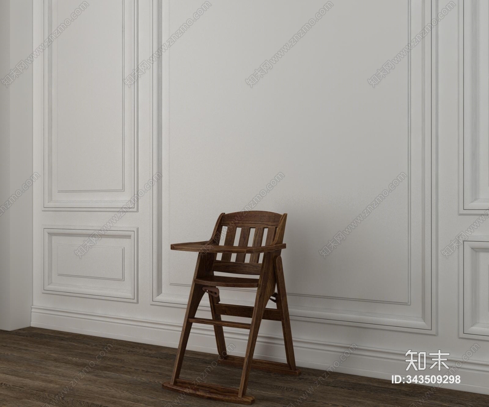 中式儿童椅3D模型下载【ID:343509298】