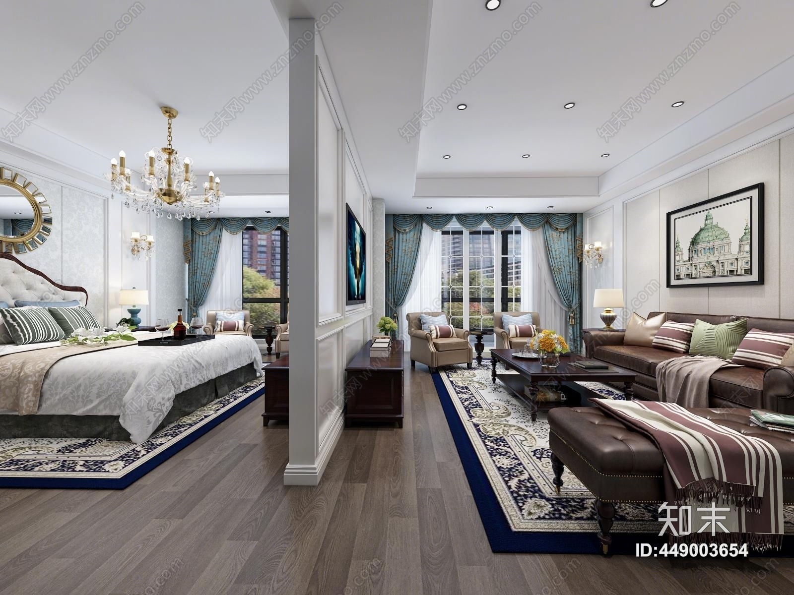 美式客房3D模型下载【ID:449003654】