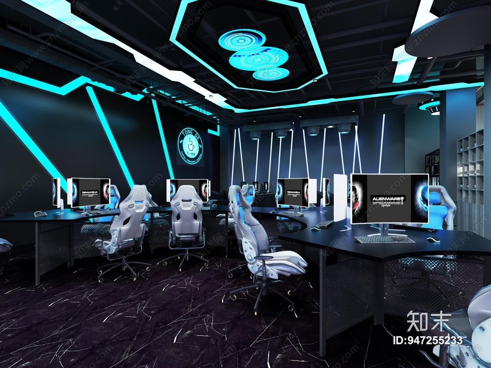 现代科技感网咖3D模型下载【ID:947255233】