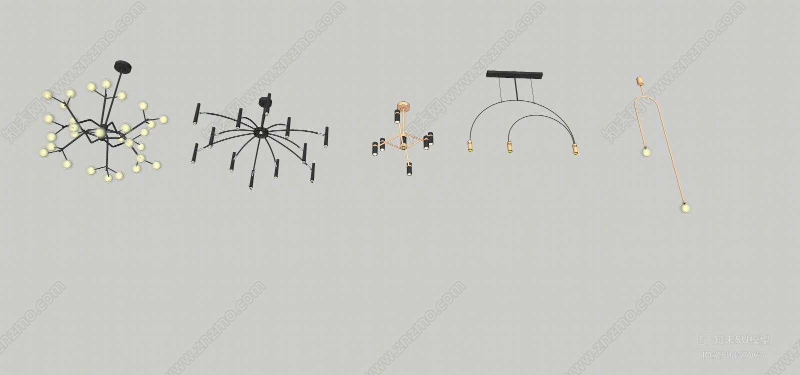 现代风格灯具组合SU模型下载【ID:250837063】