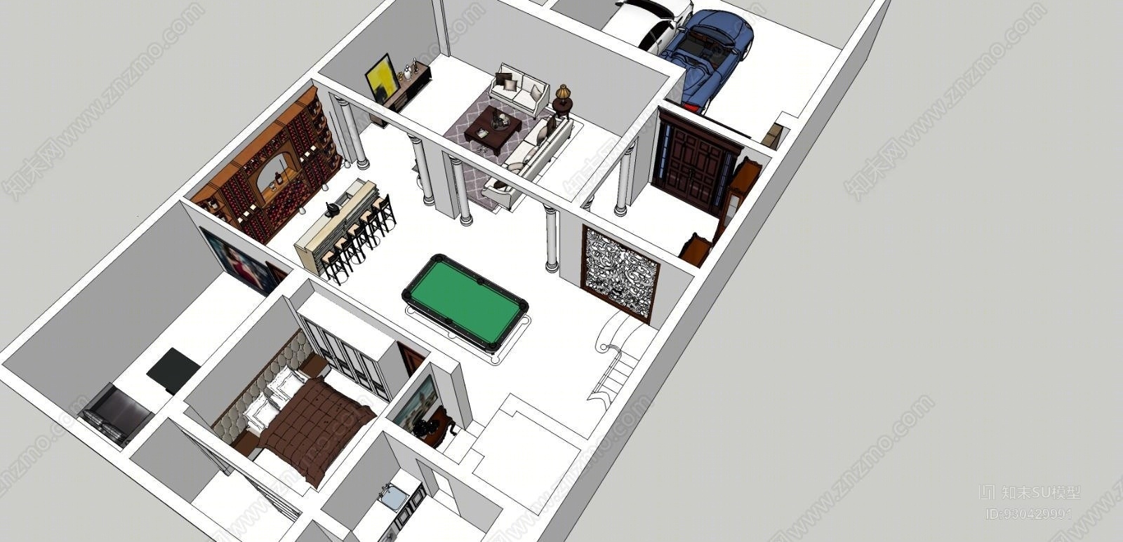 别墅1层2层欧式报纸SU模型下载【ID:930429991】