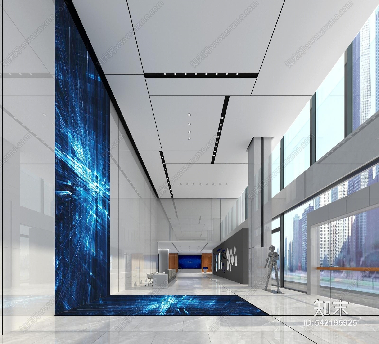 办公大厅3D模型精品下载_3dmax模型_知末网