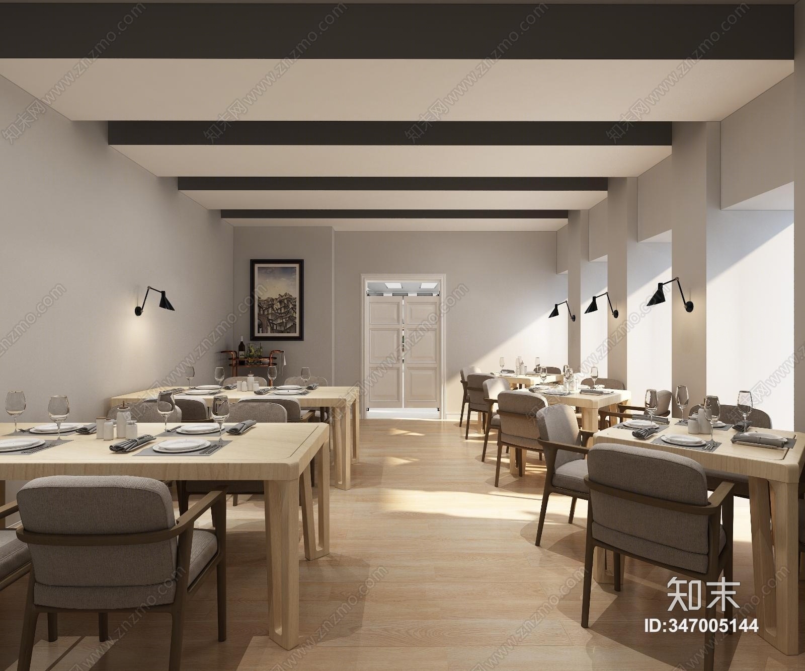 现代风格茶餐厅3D模型下载【ID:347005144】