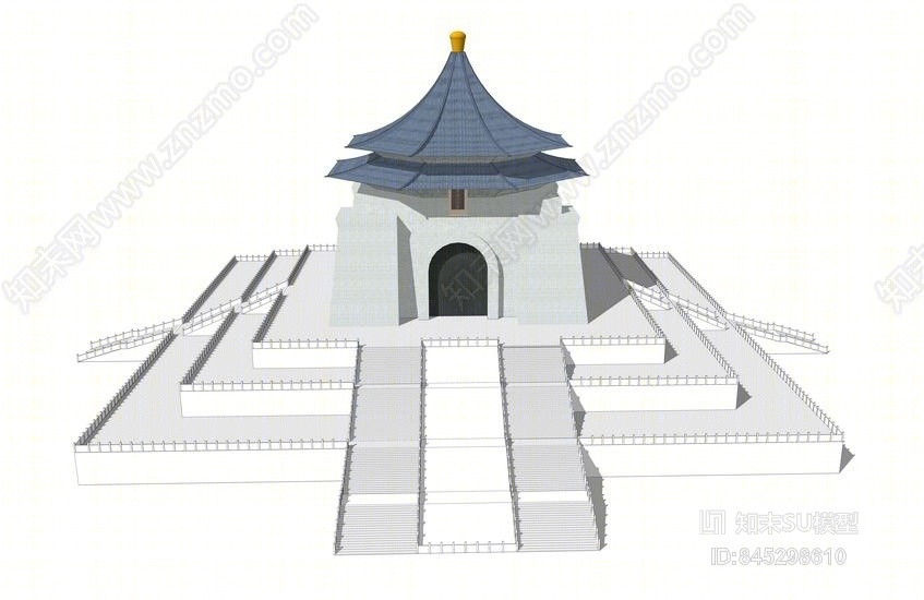 中式世界建筑SU模型下载【ID:845298610】