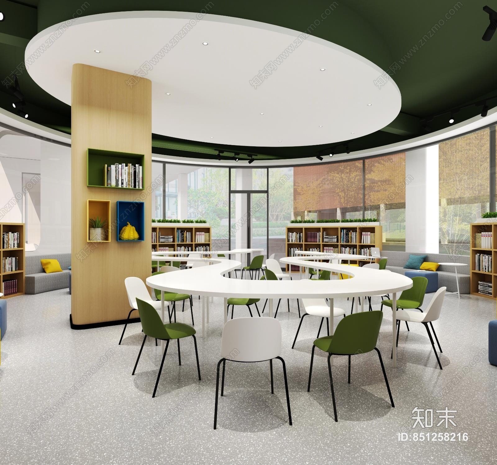 现代学校休闲书吧喜茶桌子3D模型下载【ID:851258216】