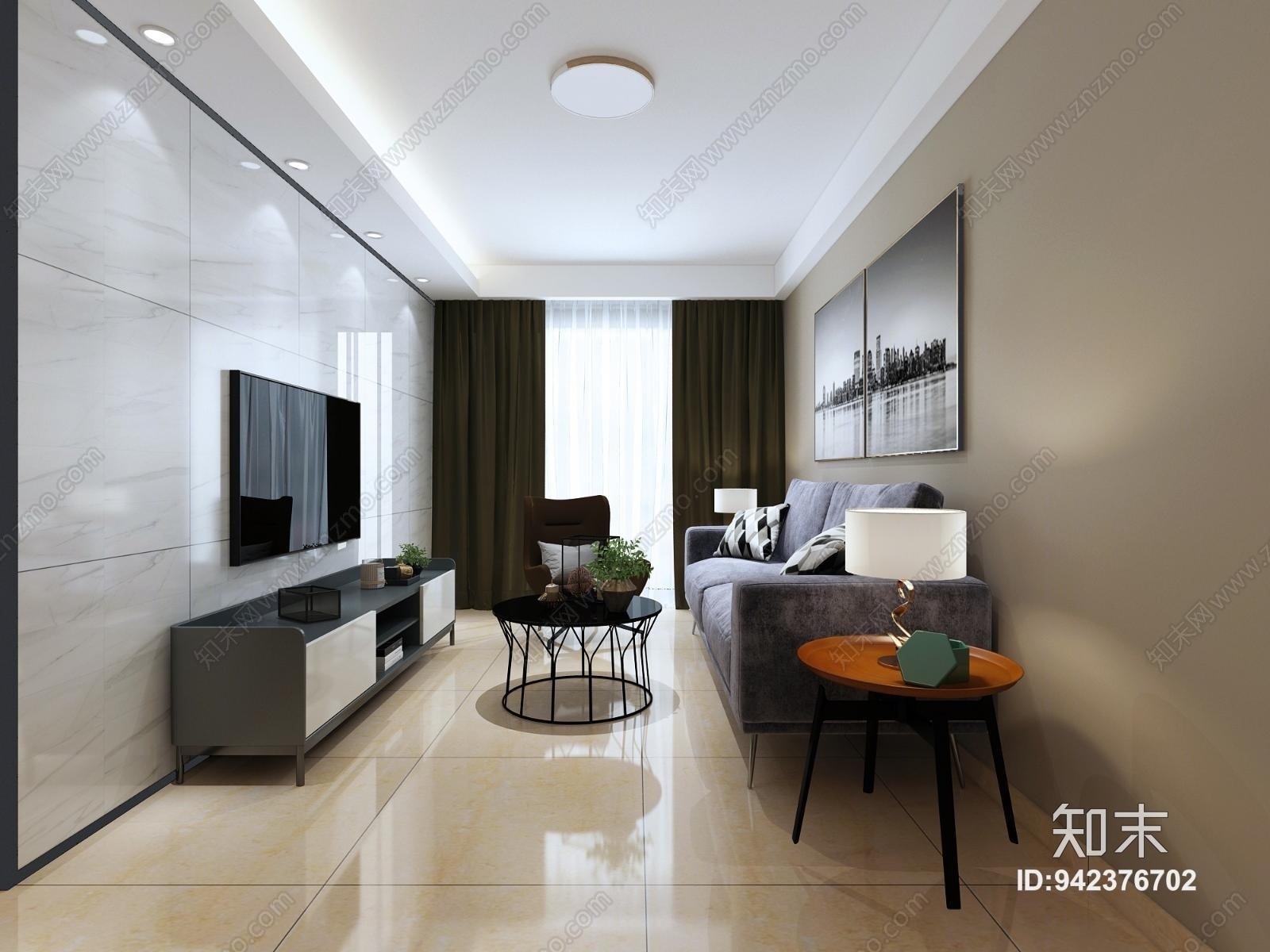 现代简装出租单身公寓3D模型下载【ID:942376702】