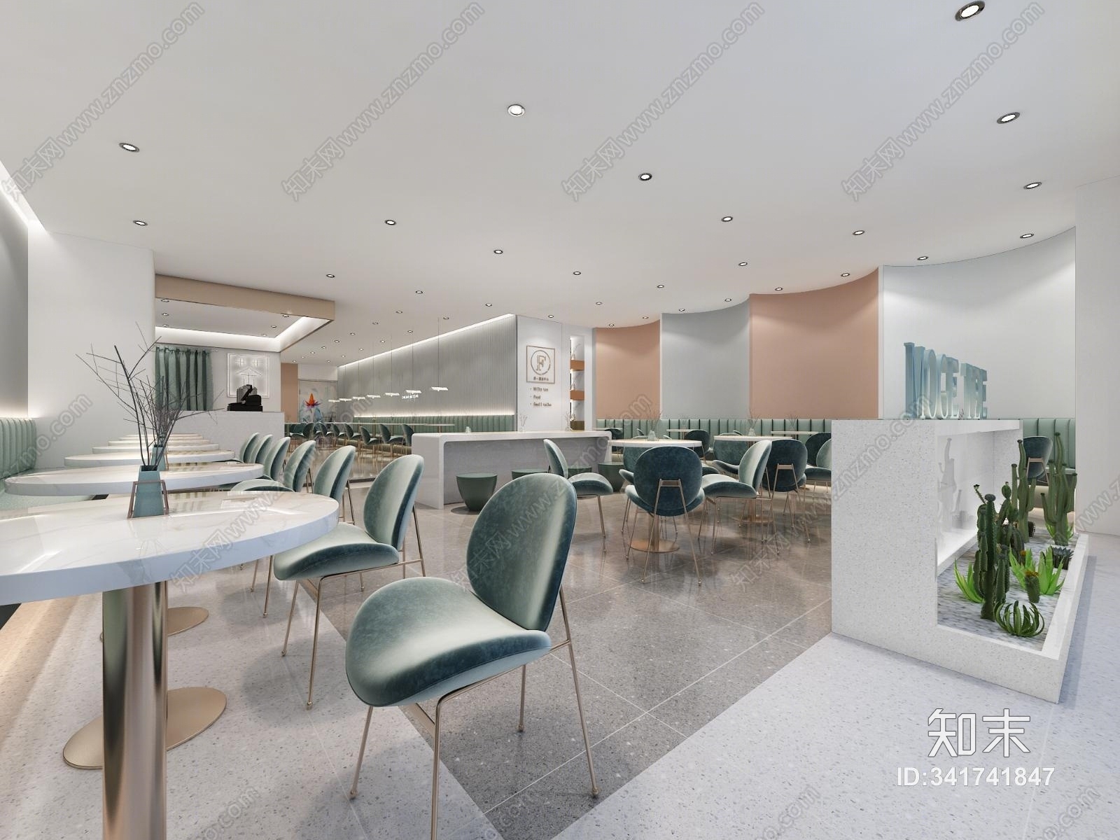 简欧餐饮奶茶店3D模型下载【ID:341741847】