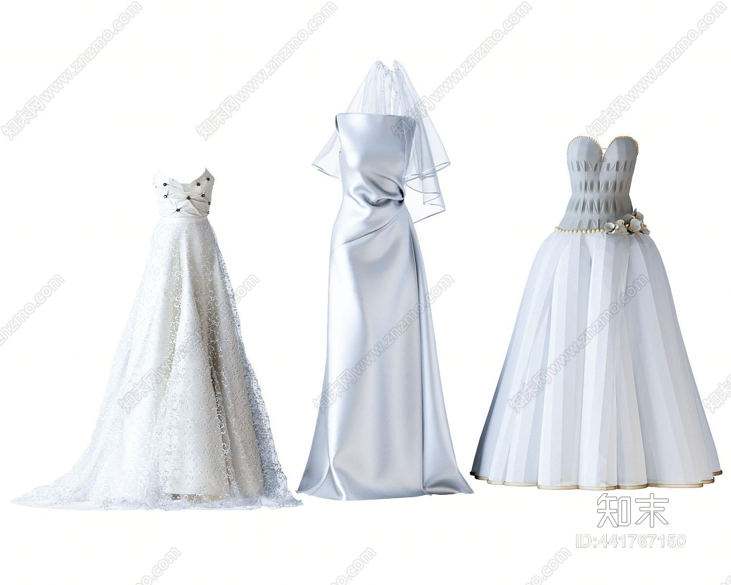 现代婚纱3D模型下载【ID:441767150】