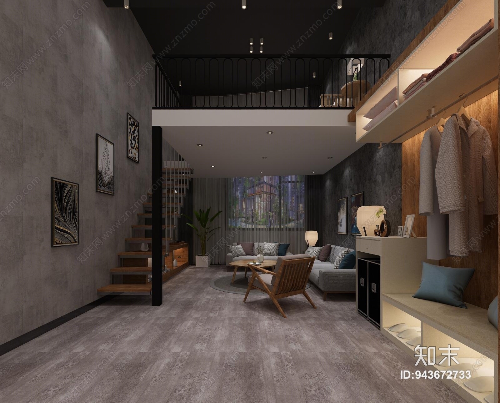 工业风单身公寓3D模型下载【ID:943672733】