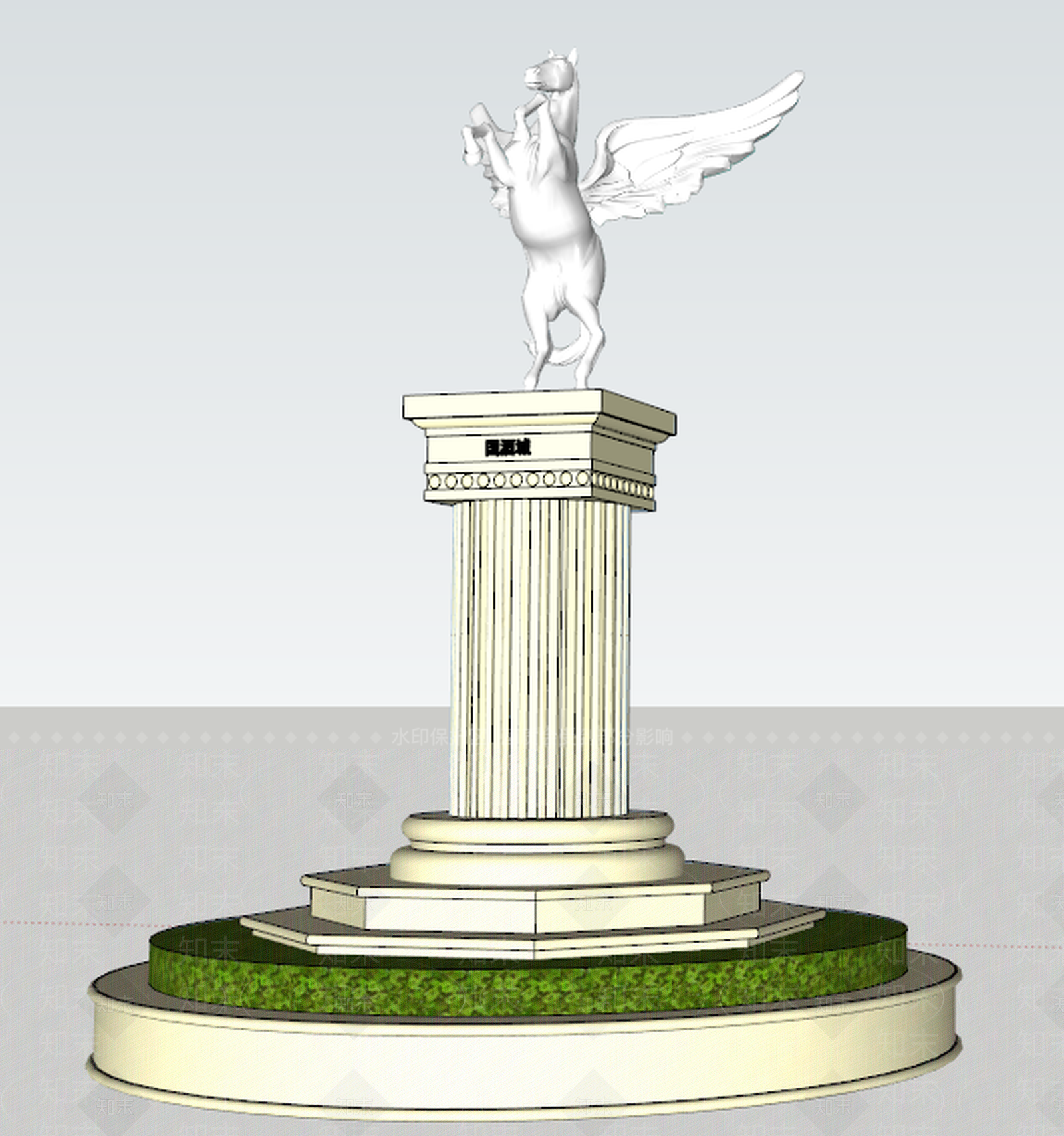 欧式大门入口立柱雕塑SU模型下载【ID:633825713】