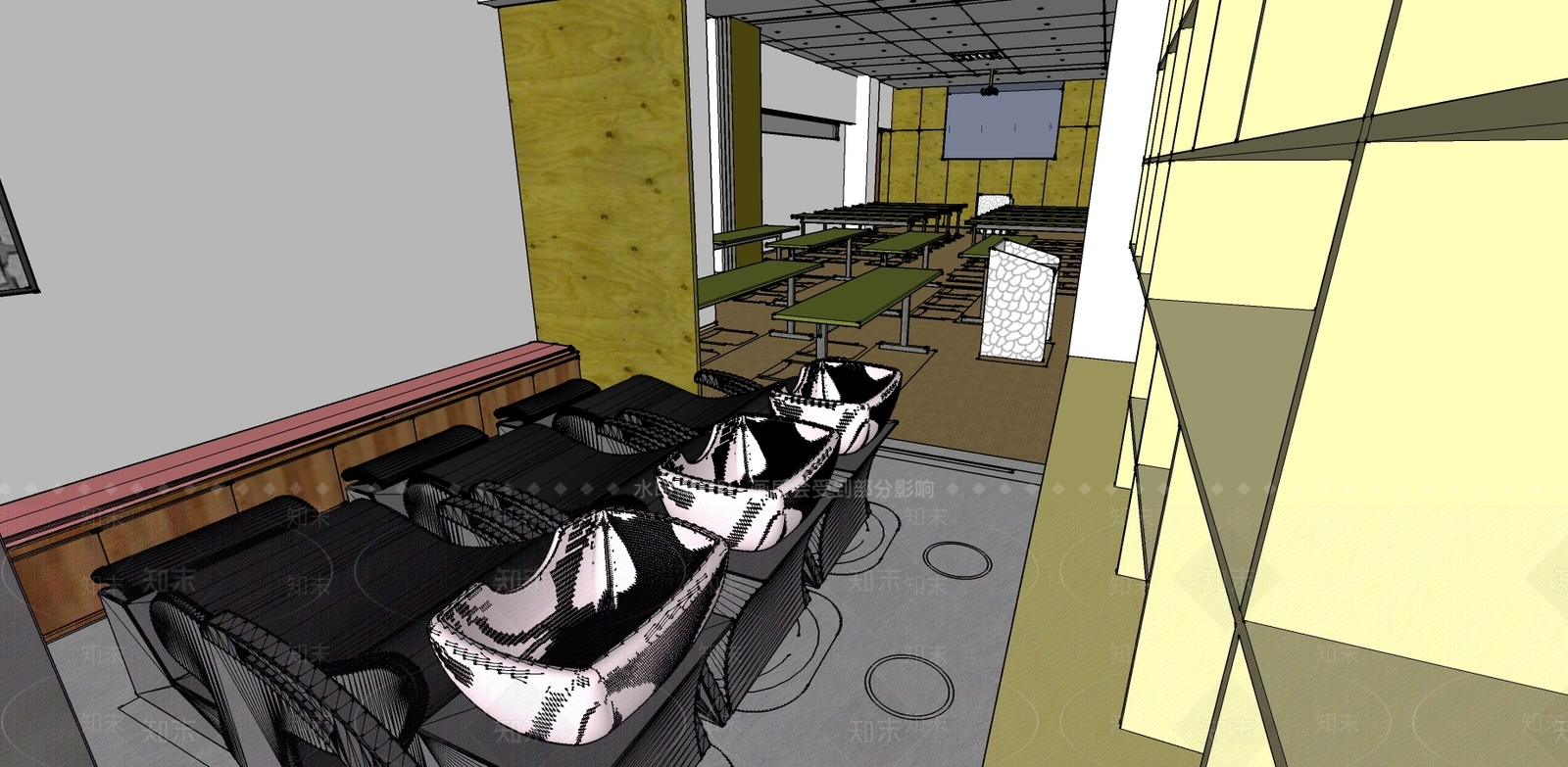 理发店培训室SU模型下载【ID:533356302】