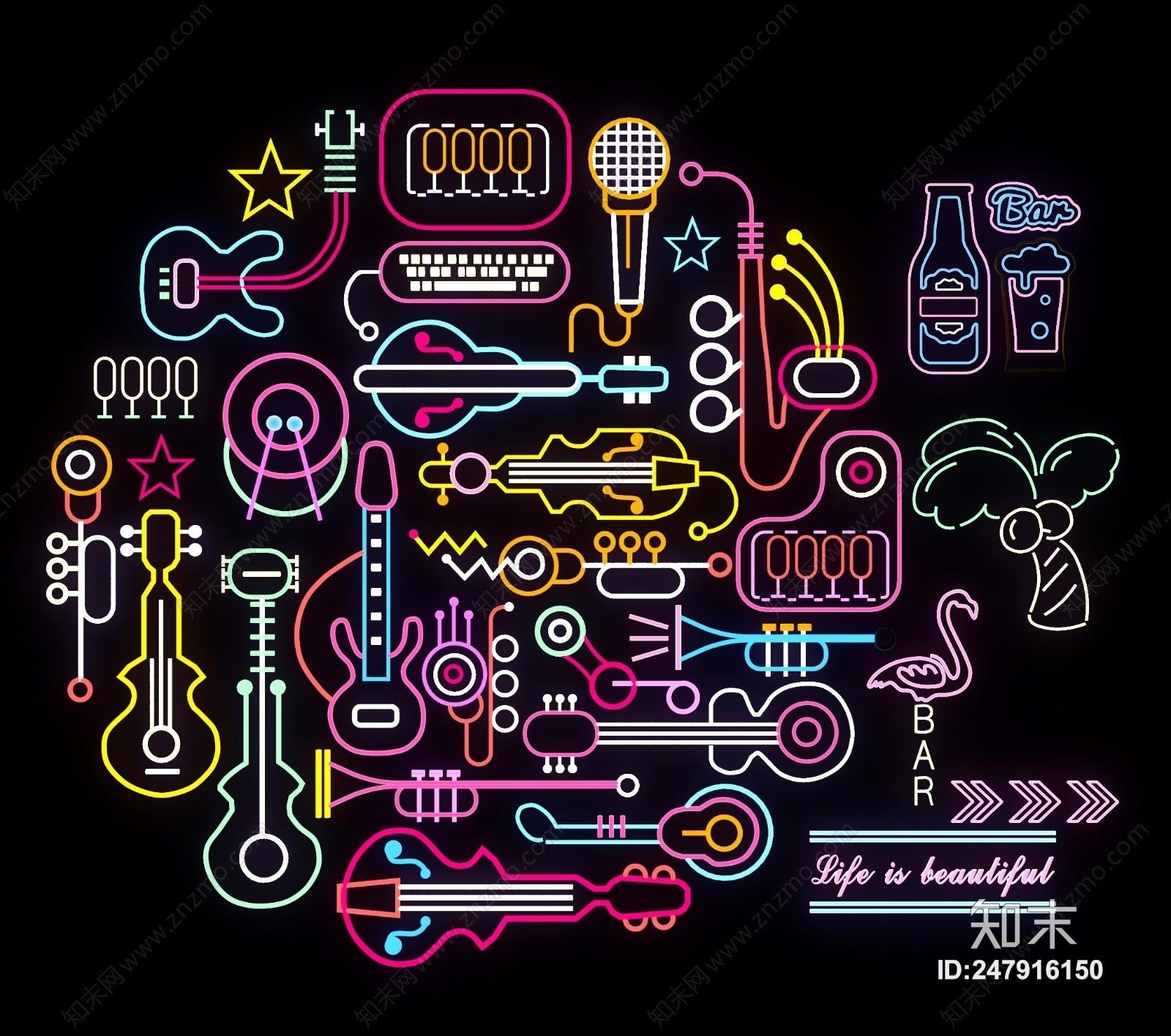 现代霓虹灯3D模型下载【ID:247916150】