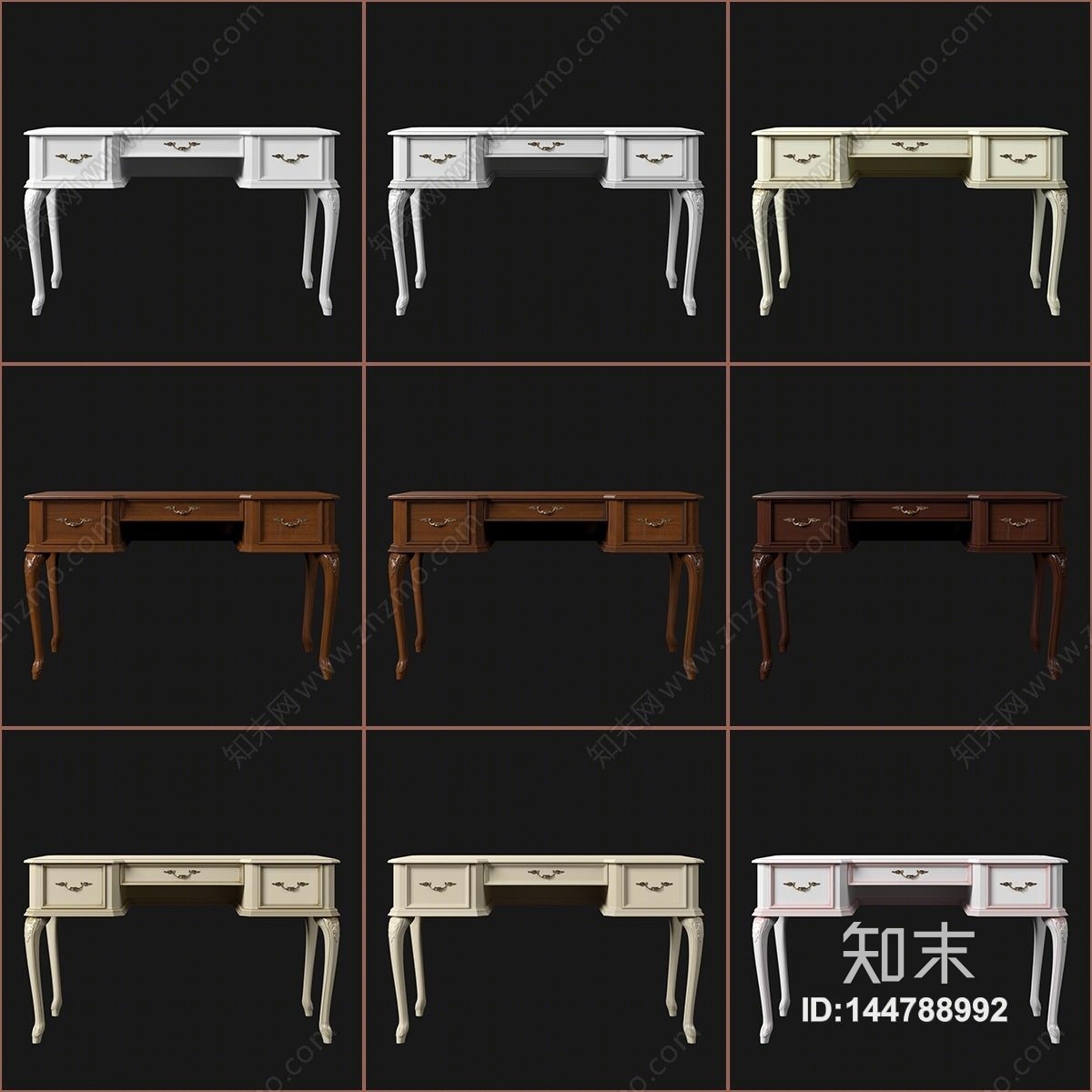 美式书桌3D模型下载【ID:144788992】