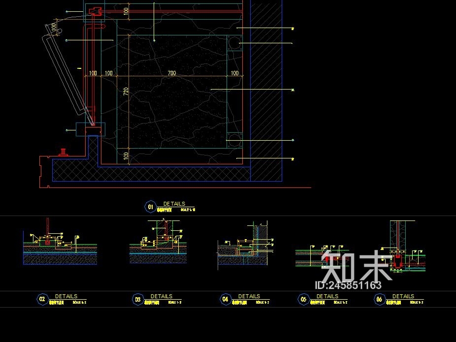 地面节点大样图cad施工图下载【ID:245851163】