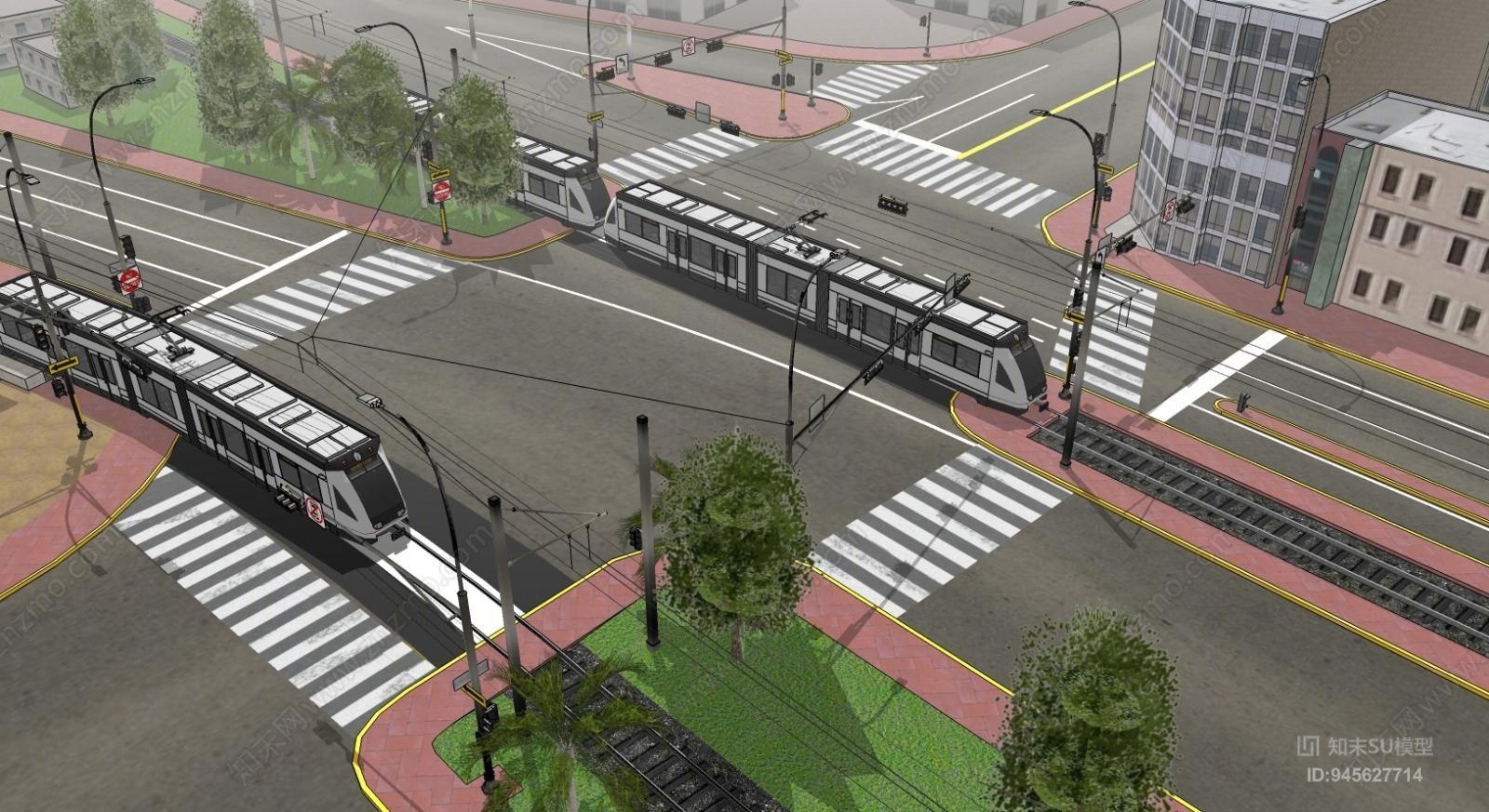 现代风格道路SU模型下载【ID:945627714】