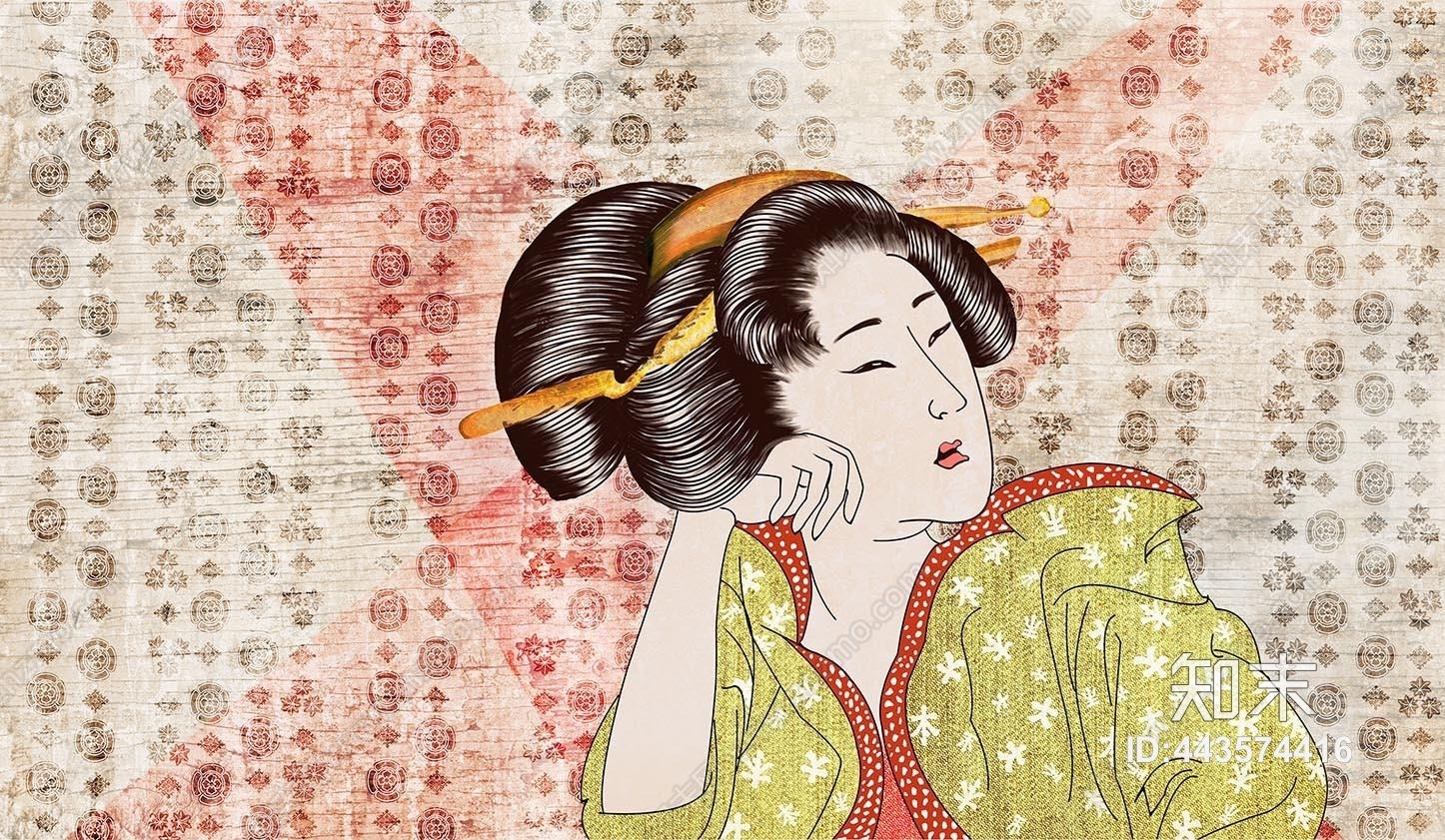 浮世绘风装饰壁画贴图下载【ID:443574416】