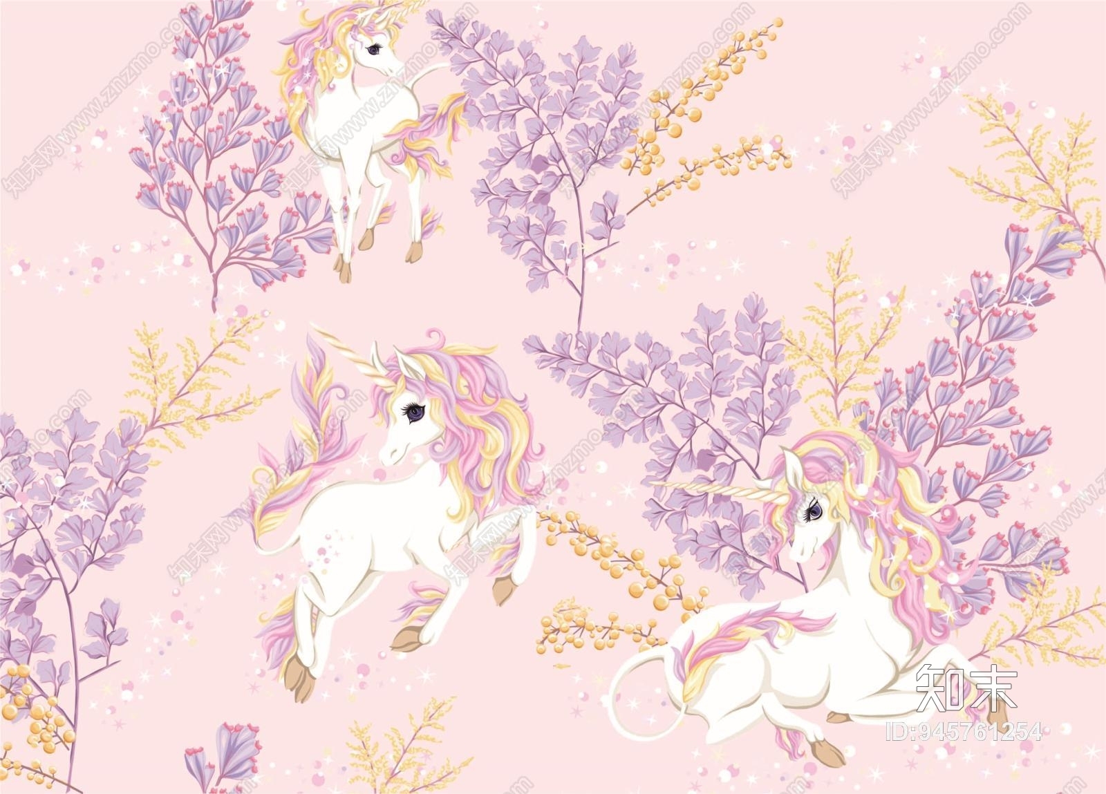 儿童房粉色小马宝莉壁布壁纸贴图下载【ID:945761254】