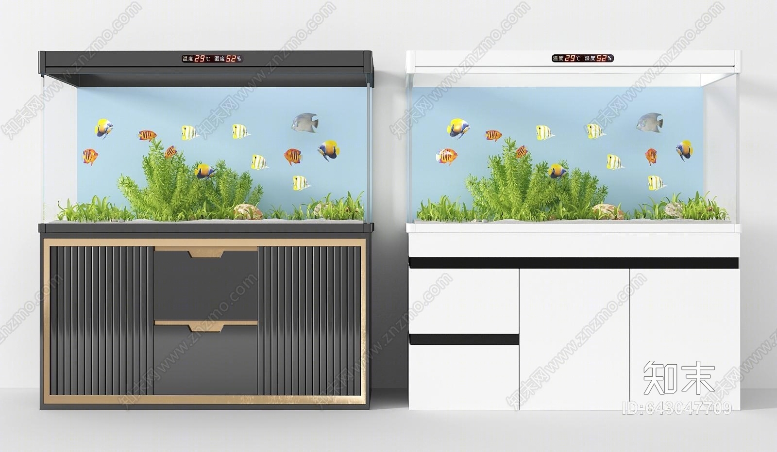 现代鱼缸组合3D模型下载【ID:643047709】