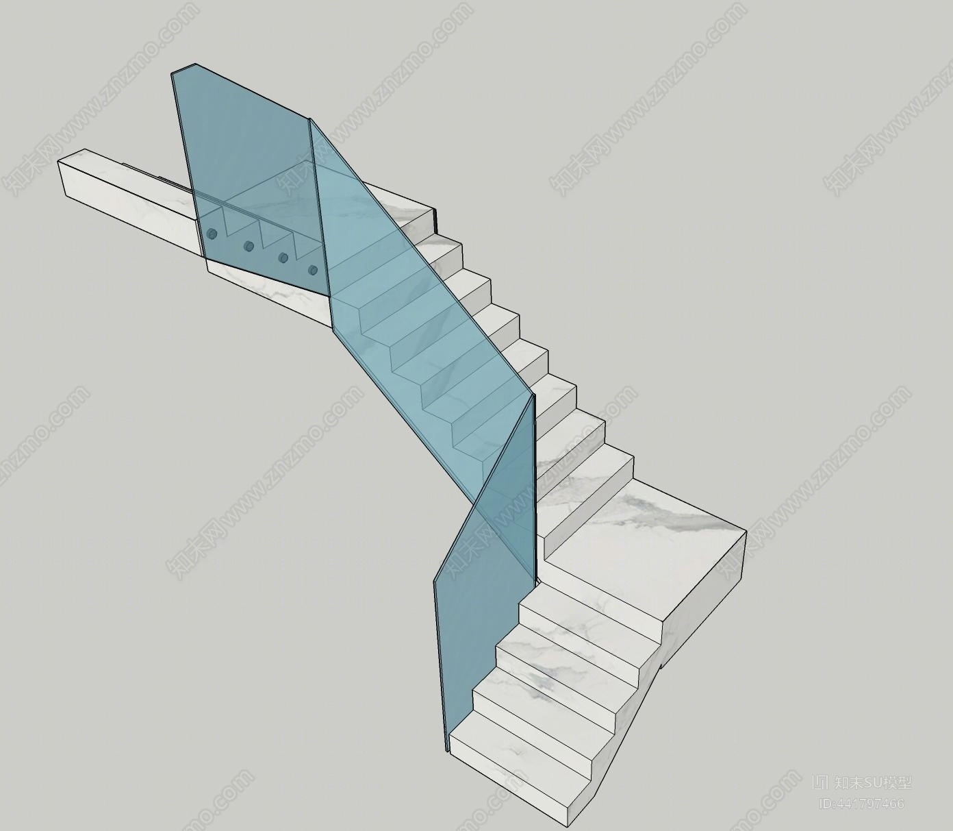 现代旋转楼梯间SU模型下载【ID:441797466】