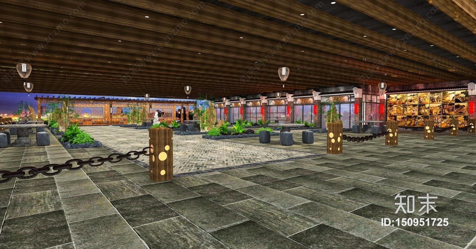 中式庭院3D模型下载【ID:150951725】