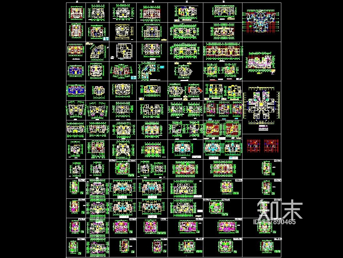 百套商品房户型平面布置图施工图下载【ID:547890465】