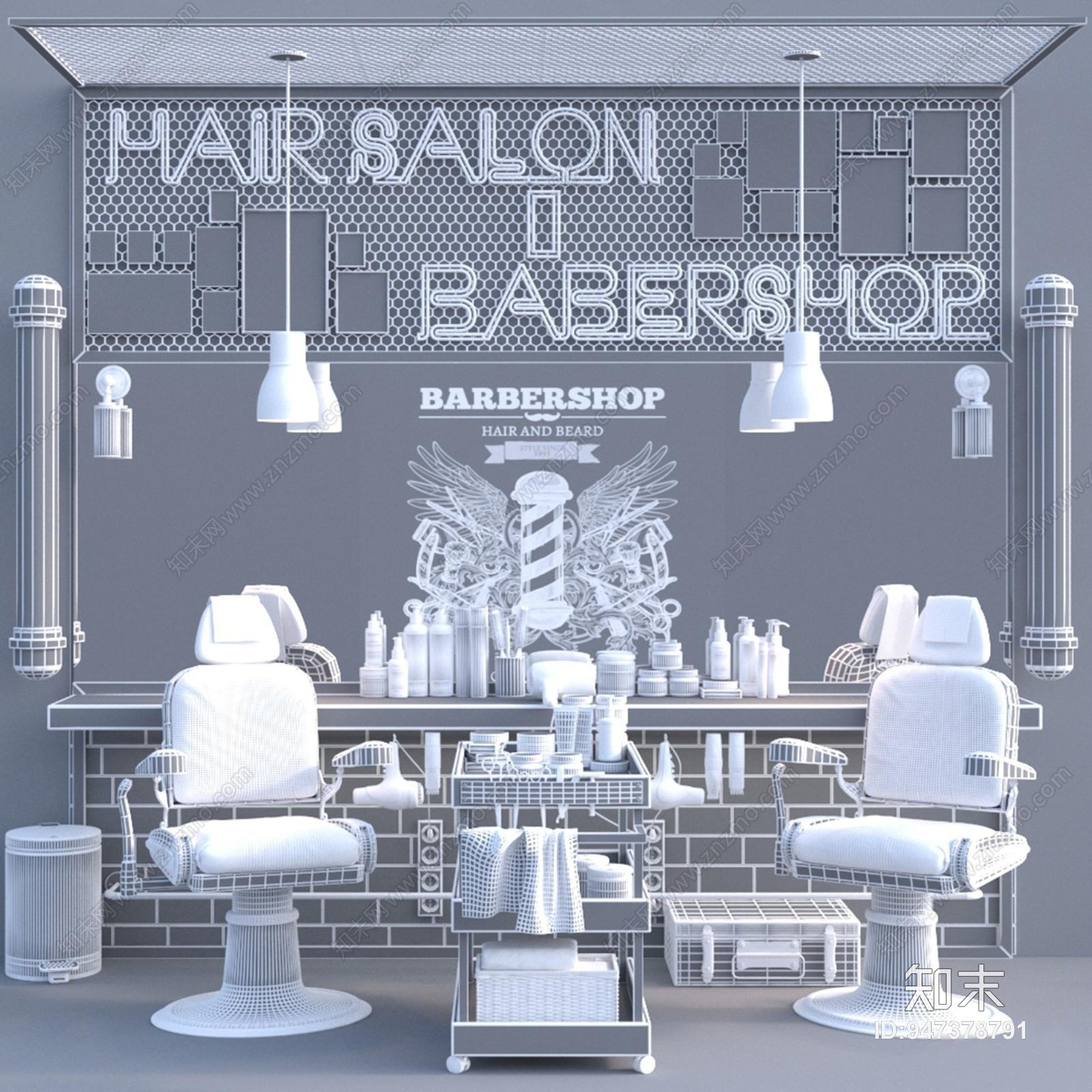工业理发店3D模型下载【ID:947378791】