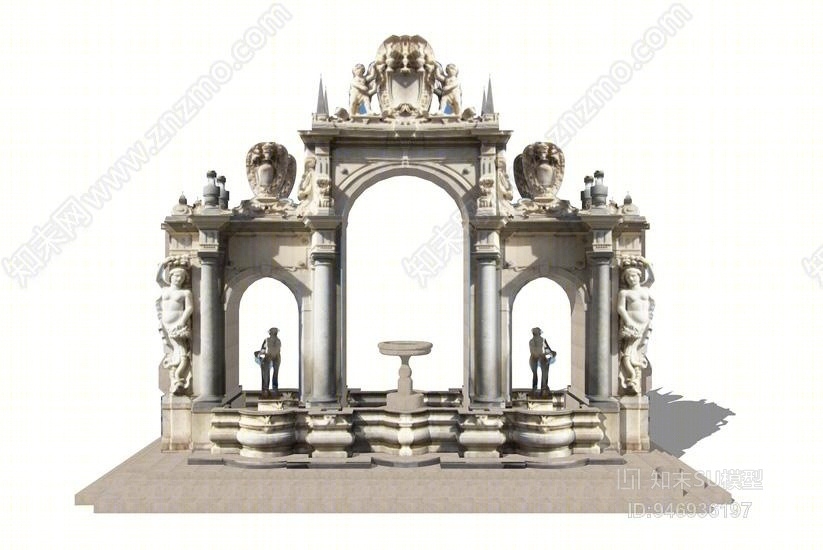 欧式景观雕塑SU模型下载【ID:946936197】