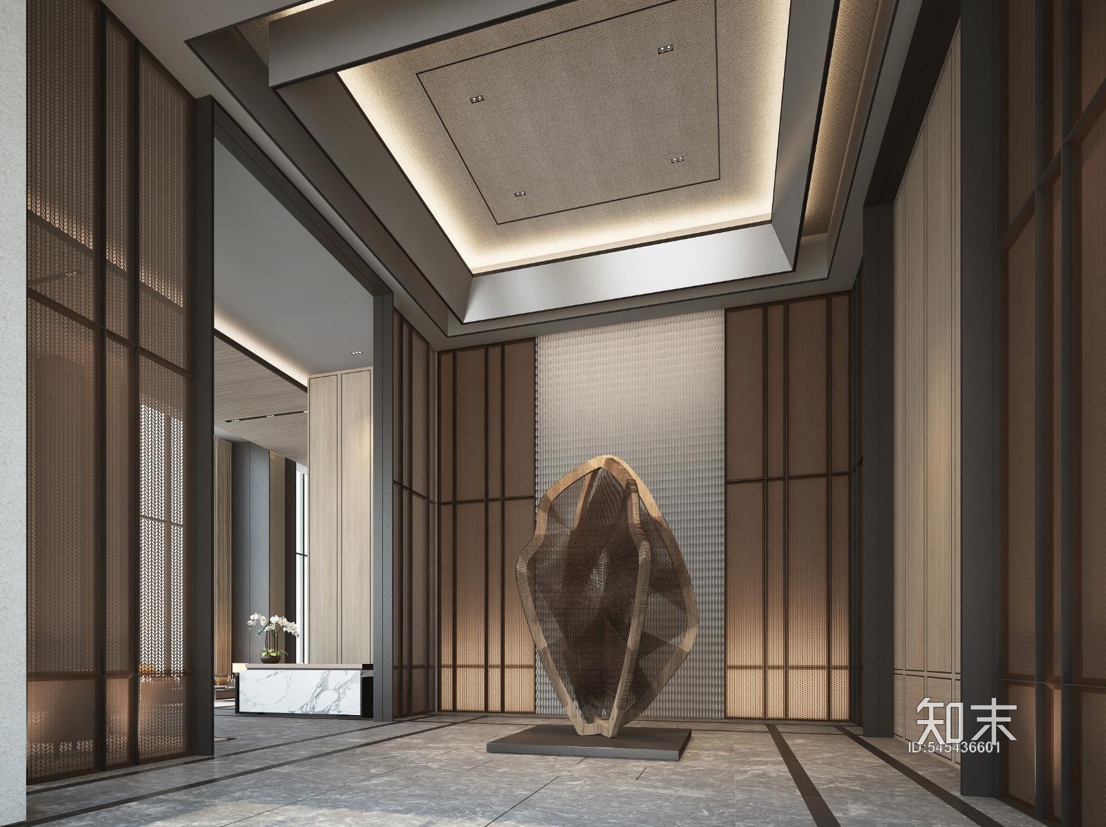 现代风格华润公寓大堂施工图下载【ID:545436601】