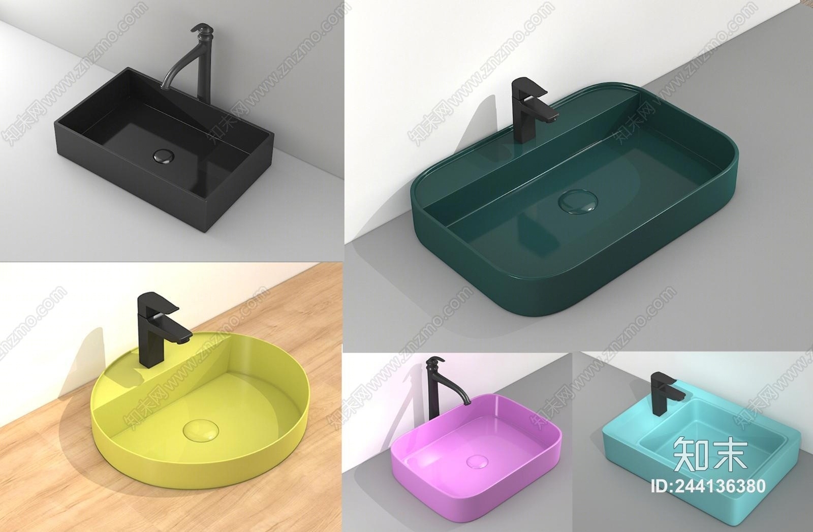 现代台盆水龙头组合3D模型下载【ID:244136380】