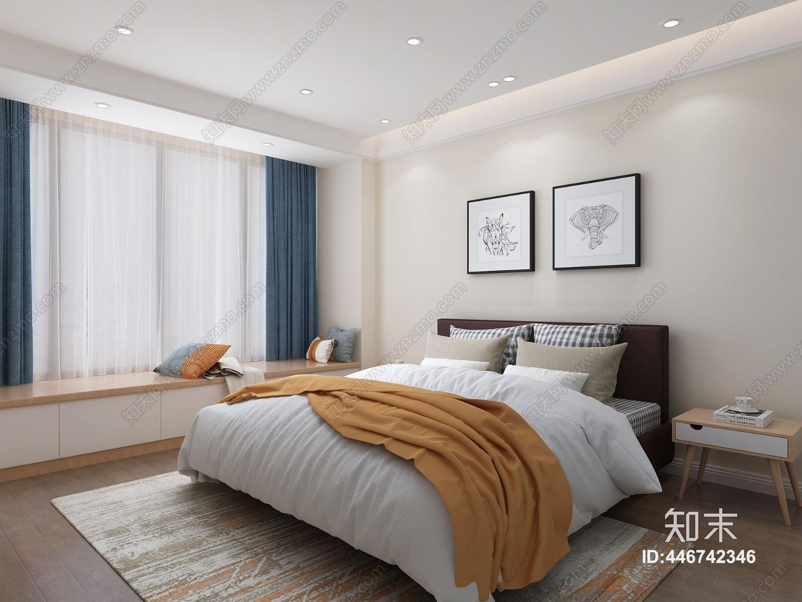北欧卧室3D模型下载【ID:446742346】
