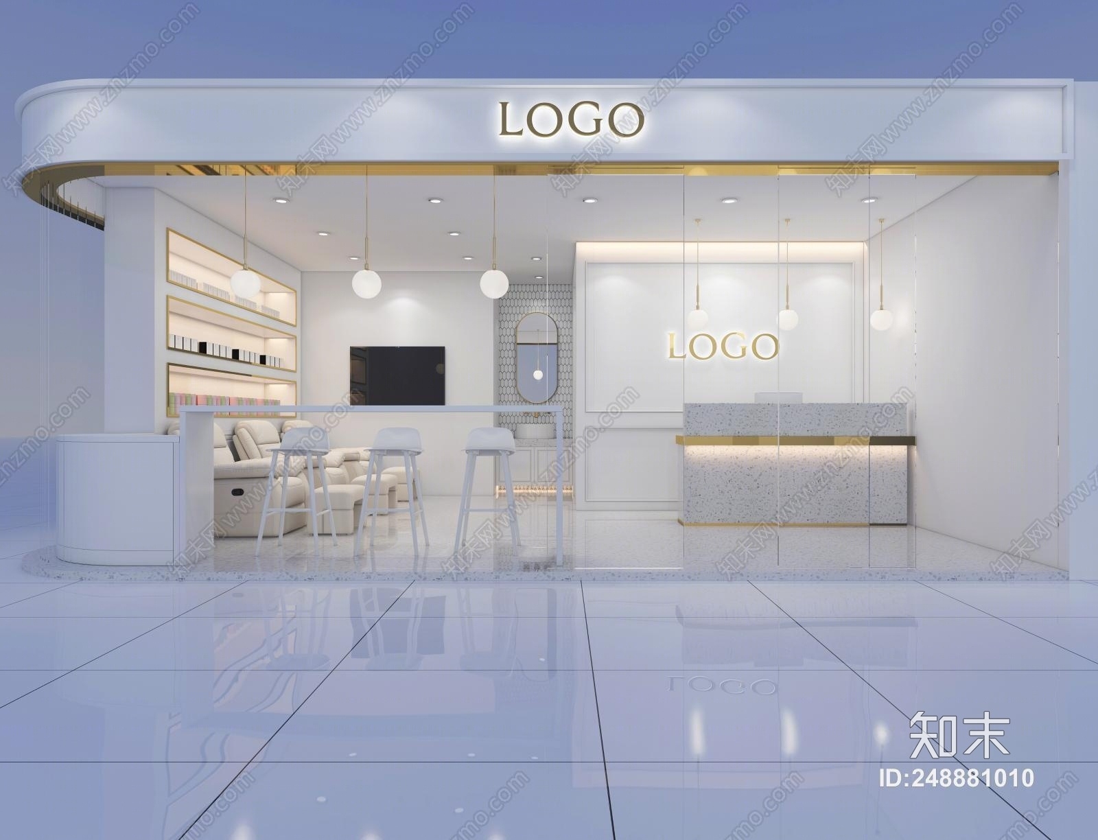 现代风格美甲店3D模型下载【ID:248881010】